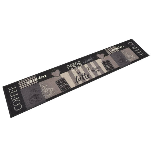 Washable Kitchen Rug Coffee Black 60x300 cm Velvet