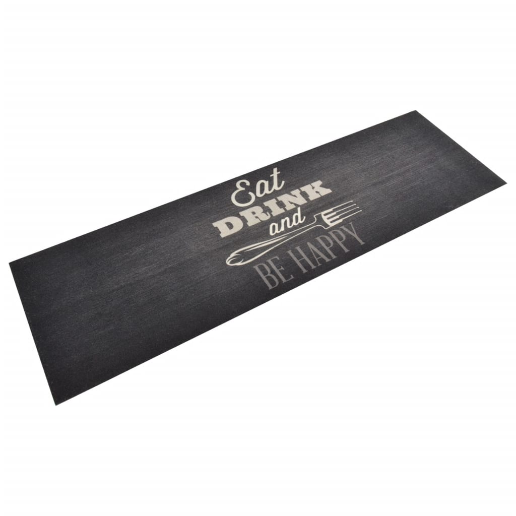 Washable Kitchen Rug Black 60x180 cm Velvet