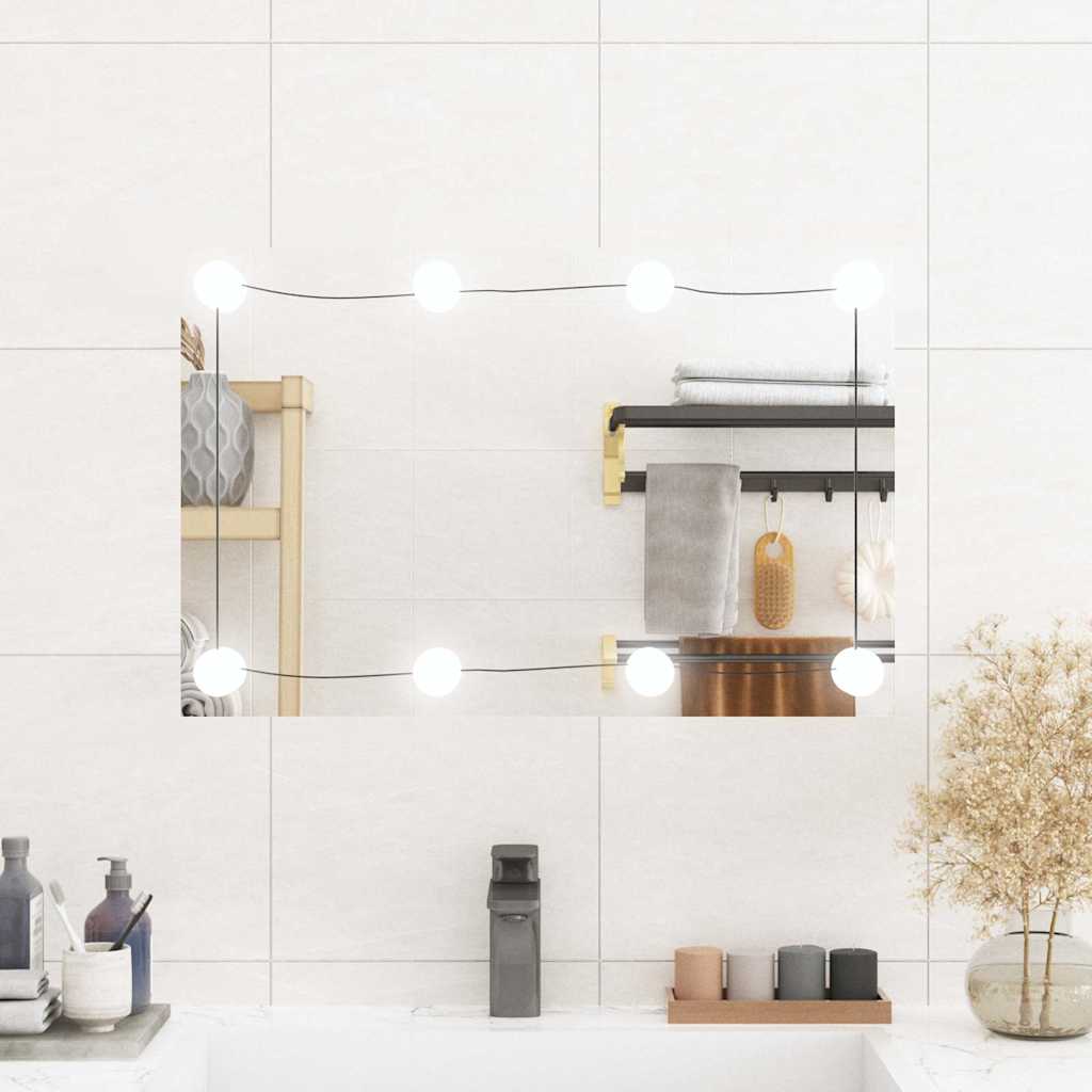 Wall Mirror with LED Lights 40x60 cm Glass Rectangular