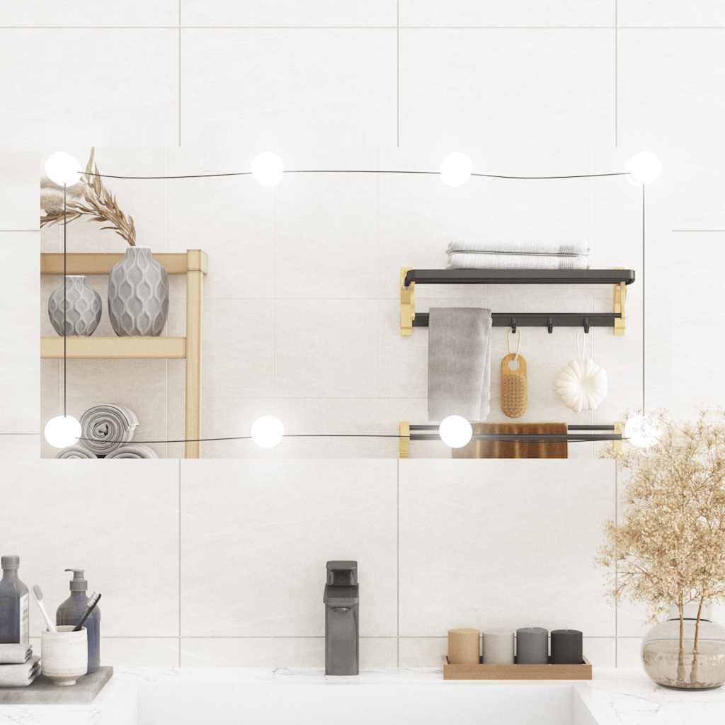 Wall Mirror with LED Lights 40x80 cm Glass Rectangular