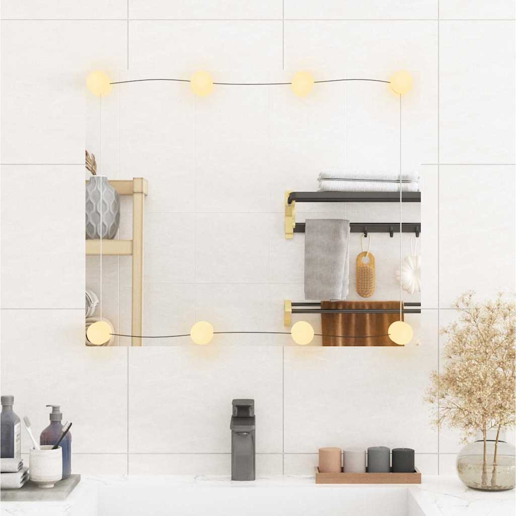 Wall Mirror with LED Lights 50x60 cm Glass Rectangular