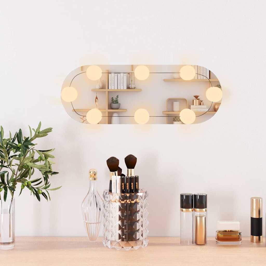 Miroir mural avec lumières LED 15x40 cm Verre Oval