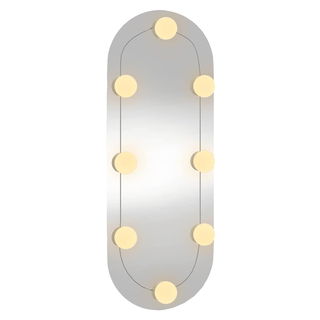 Wandspiegel mit LED-Leuchten 20x50 cm Glas Oval