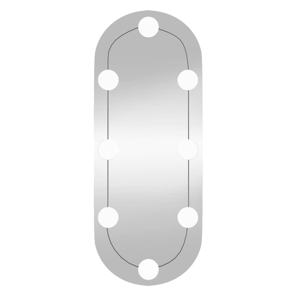 Wandspiegel mit LED-Leuchten 20x50 cm Glas Oval