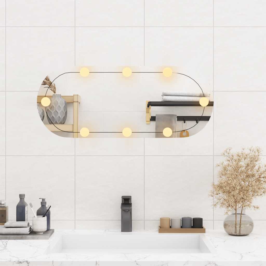 Miroir mural avec éclairage LED 30x70 cm Verre Ovale