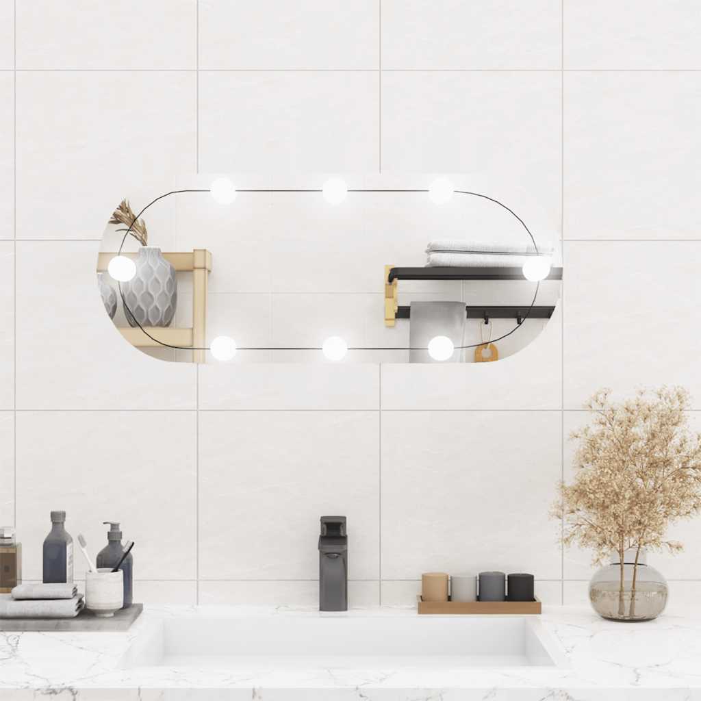 Miroir mural avec éclairage LED 30x70 cm Verre Ovale