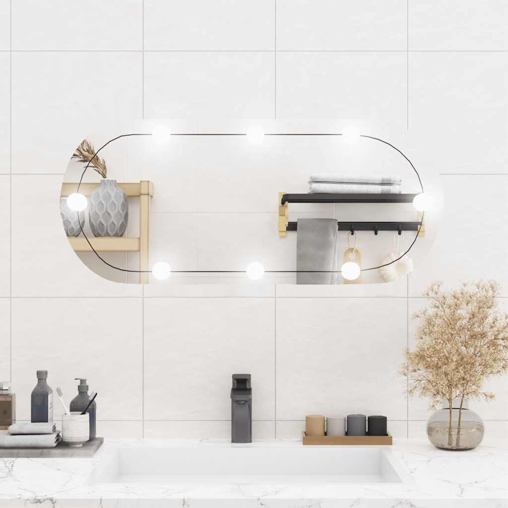 Miroir mural avec lumières LED 35x80 cm Verre Ovale
