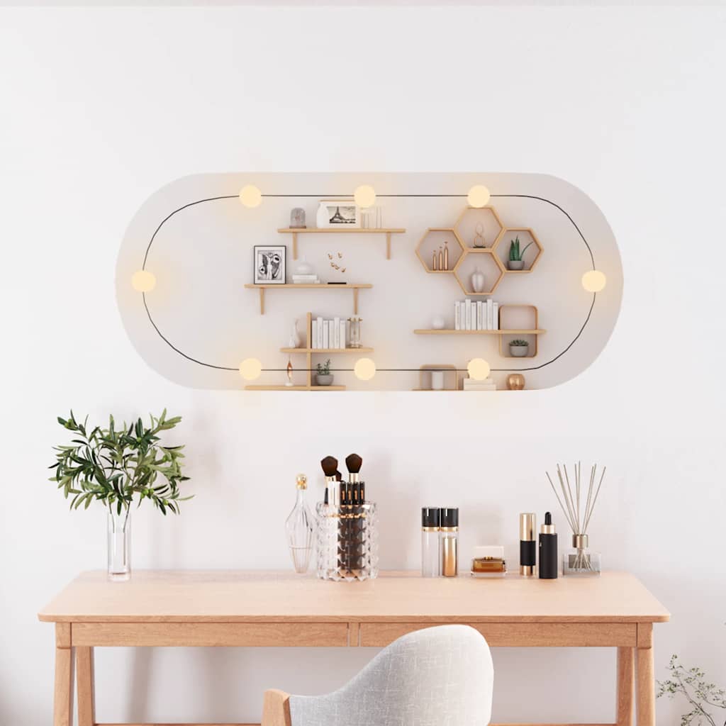 Miroir mural avec éclairage LED 40x90 cm Verre Ovale