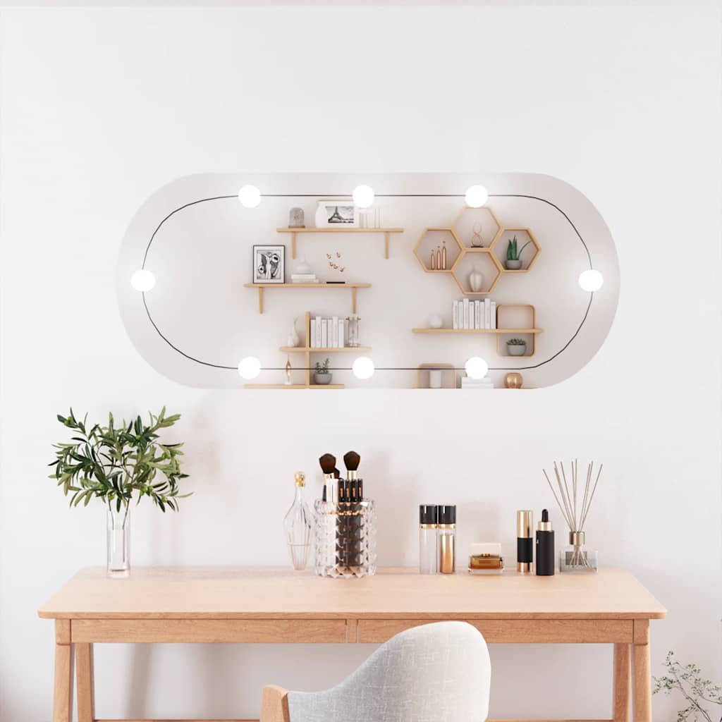 Miroir mural avec éclairage LED 40x90 cm Verre Ovale