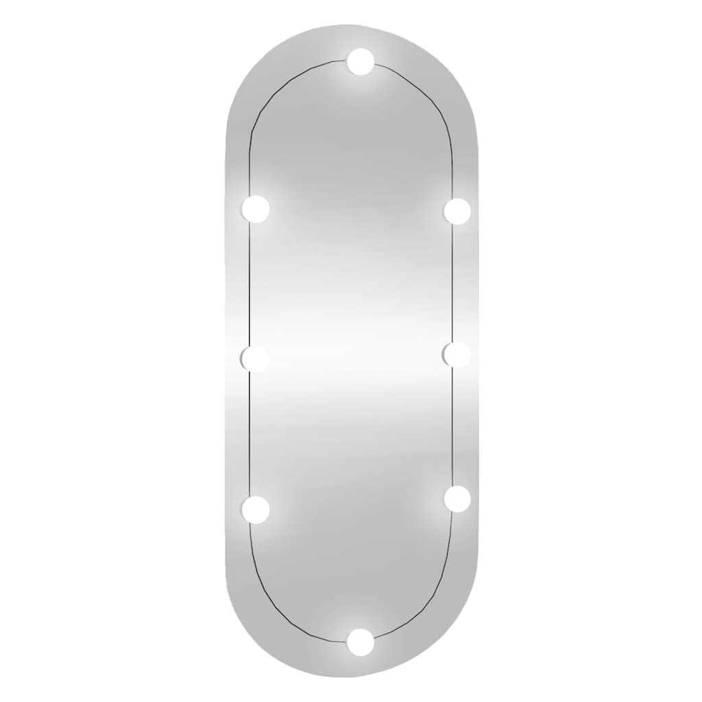 Miroir mural ovale en verre avec éclairage LED 45x100 cm
