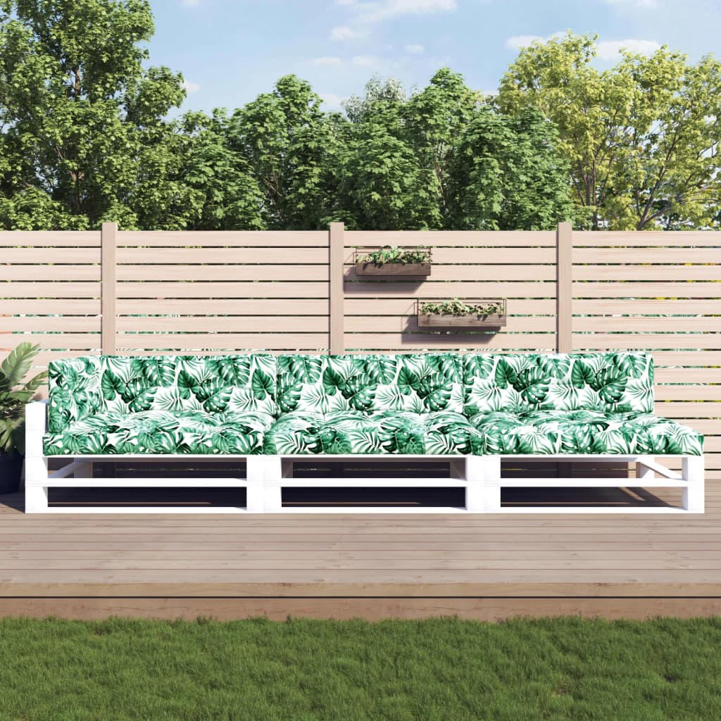 Pallet Cushion Set, 7-piece, Leaf Pattern Fabric
