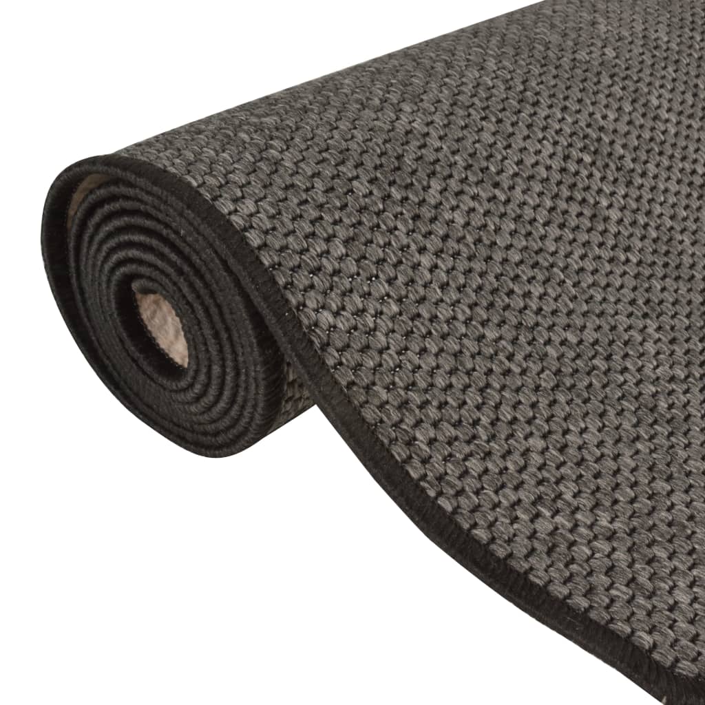 Tapis de couloir aspect sisal anthracite 50x300 cm