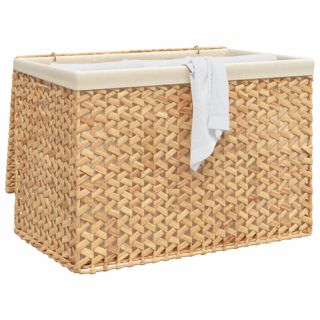 Laundry Basket with 3 Compartments 75x42.5x52 cm Water Hyacinth