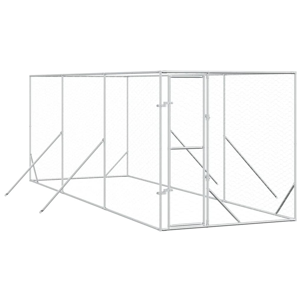 Outdoor-Hundezwinger Silbern 2x6x2 m Verzinkter Stahl
