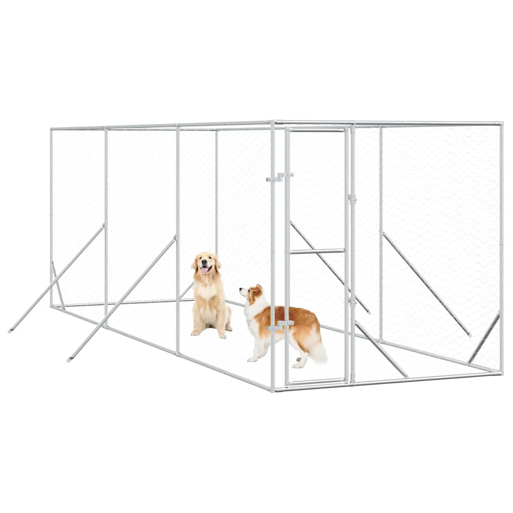 Outdoor-Hundezwinger Silbern 2x6x2 m Verzinkter Stahl