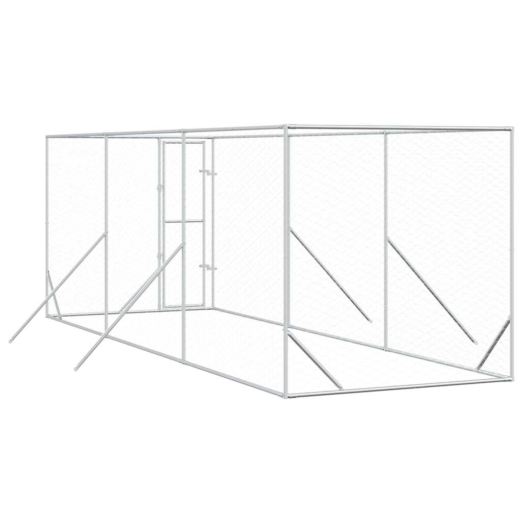 Outdoor-Hundezwinger Silbern 2x6x2 m Verzinkter Stahl