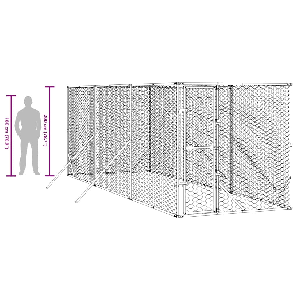 Outdoor-Hundezwinger Silbern 2x6x2 m Verzinkter Stahl