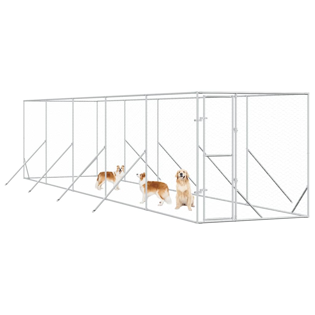 Outdoor-Hundezwinger Silbern 2x10x2 m Verzinkter Stahl