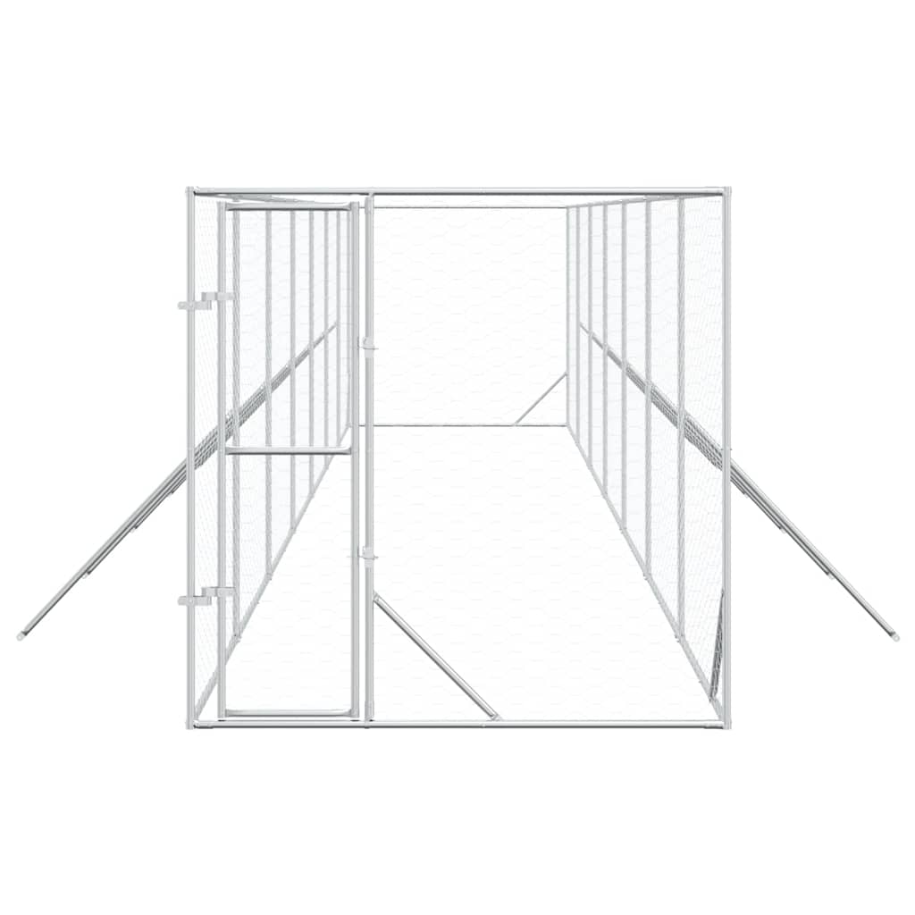 Outdoor-Hundezwinger Silbern 2x14x2 m Verzinkter Stahl