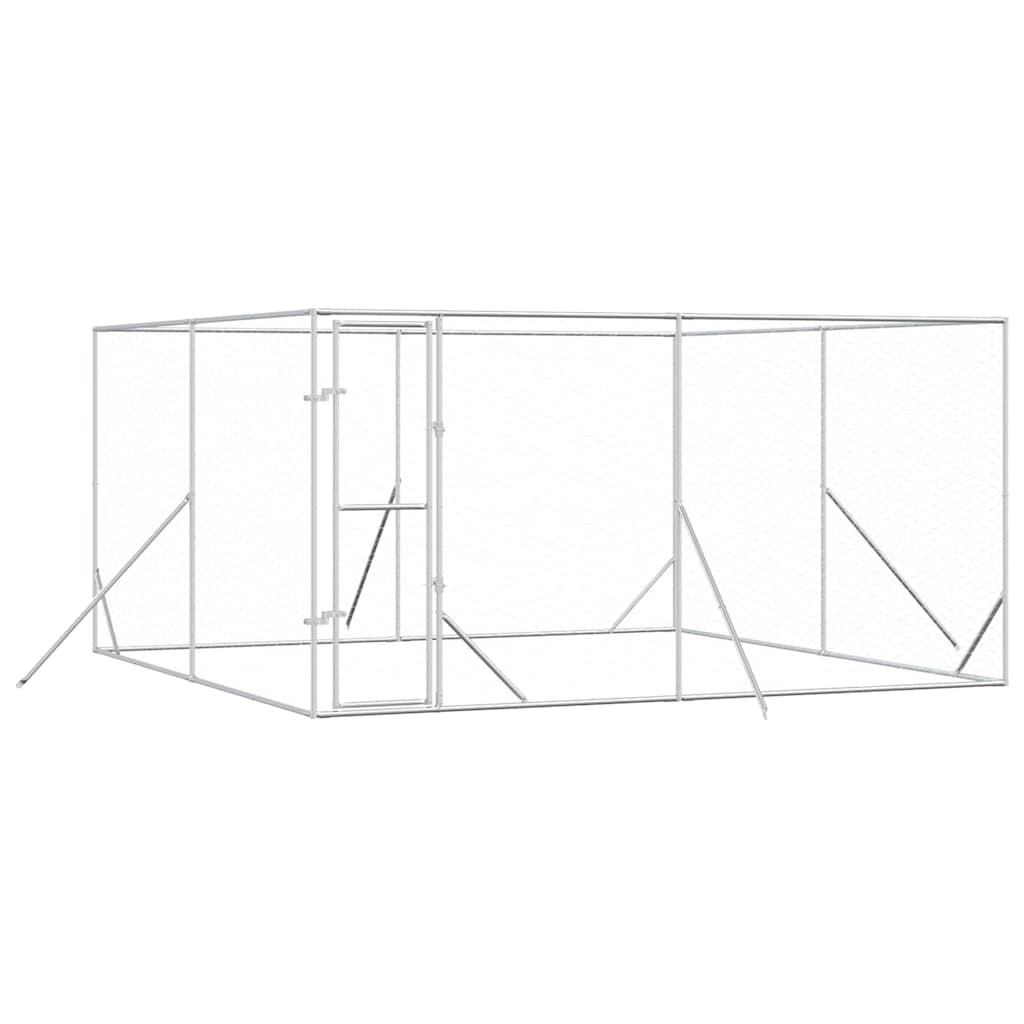 Outdoor-Hundezwinger Silbern 4x4x2 m Verzinkter Stahl