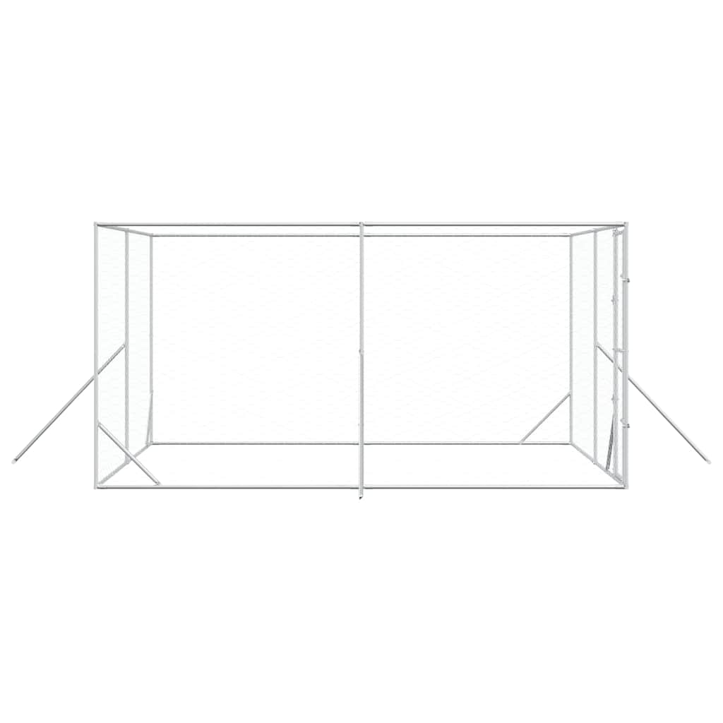 Outdoor-Hundezwinger Silbern 4x4x2 m Verzinkter Stahl