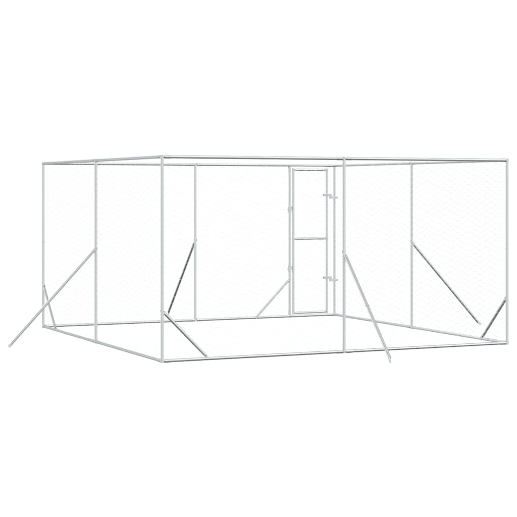 Outdoor-Hundezwinger Silbern 4x4x2 m Verzinkter Stahl