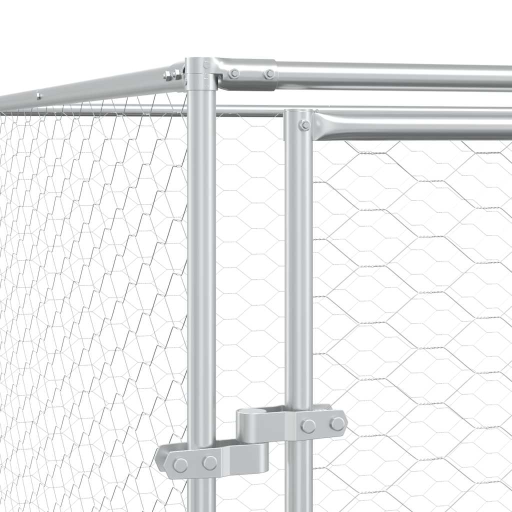 Outdoor-Hundezwinger Silbern 4x4x2 m Verzinkter Stahl