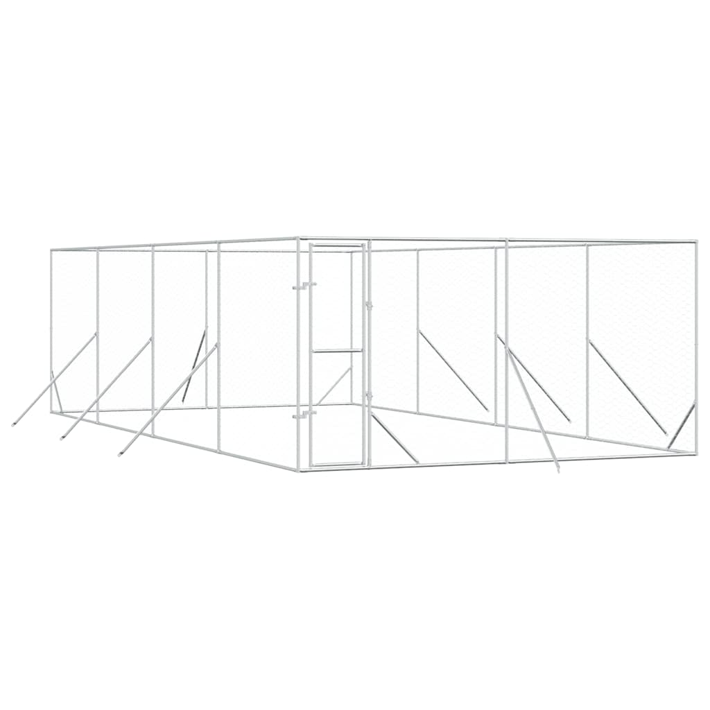 Outdoor-Hundezwinger Silbern 4x8x2 m Verzinkter Stahl
