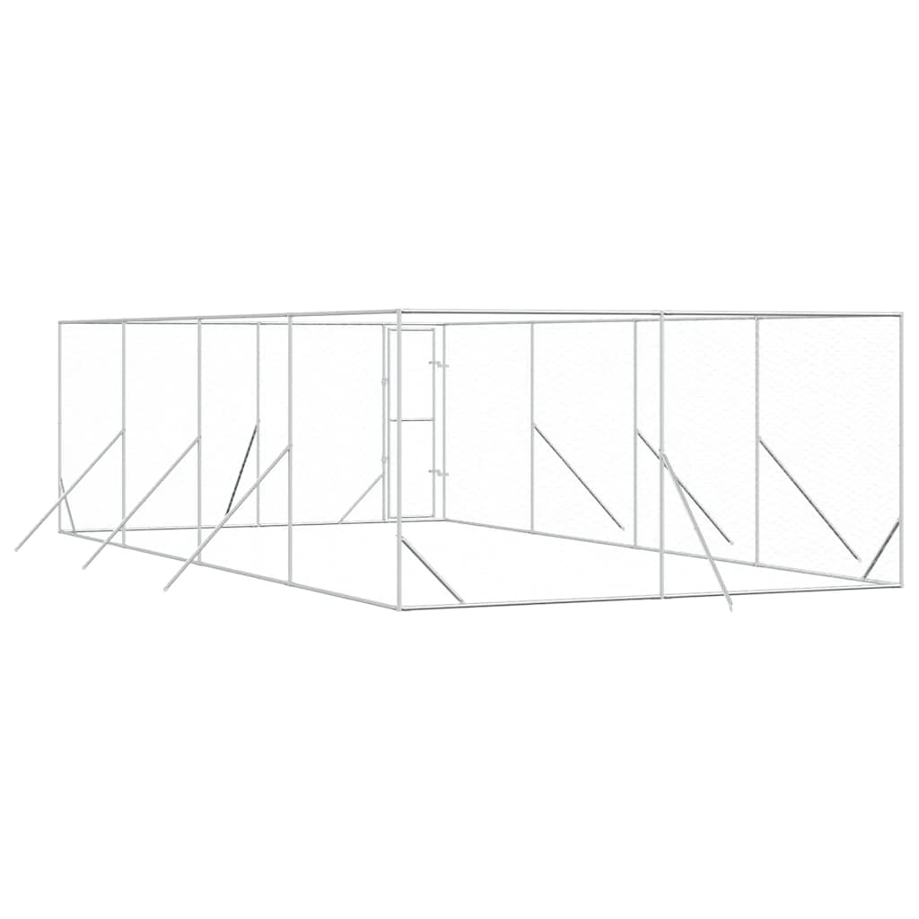 Outdoor-Hundezwinger Silbern 4x8x2 m Verzinkter Stahl