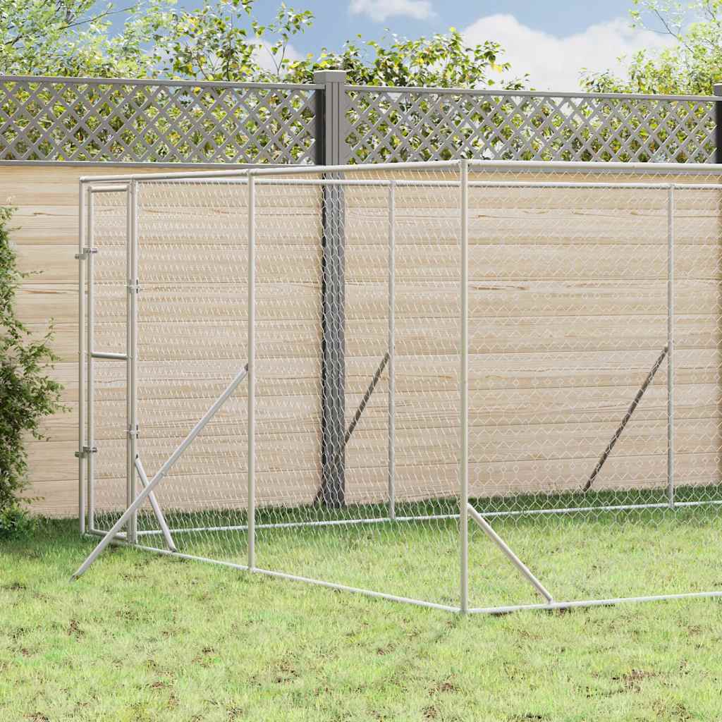 Outdoor-Hundezwinger Silbern 4x8x2 m Verzinkter Stahl