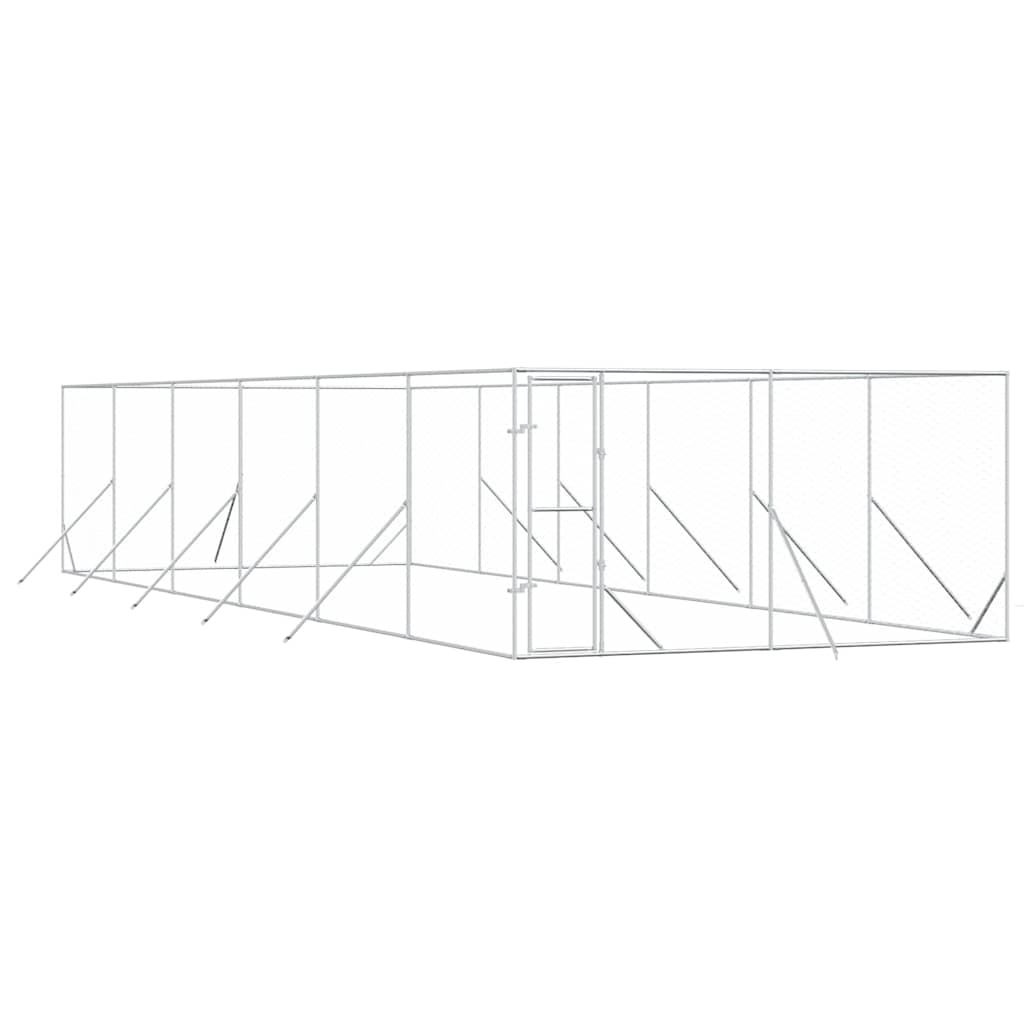Outdoor-Hundezwinger Silbern 4x12x2 m Verzinkter Stahl