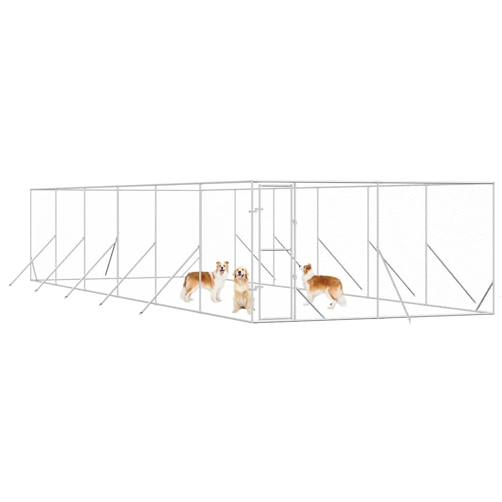 Outdoor-Hundezwinger Silbern 4x12x2 m Verzinkter Stahl