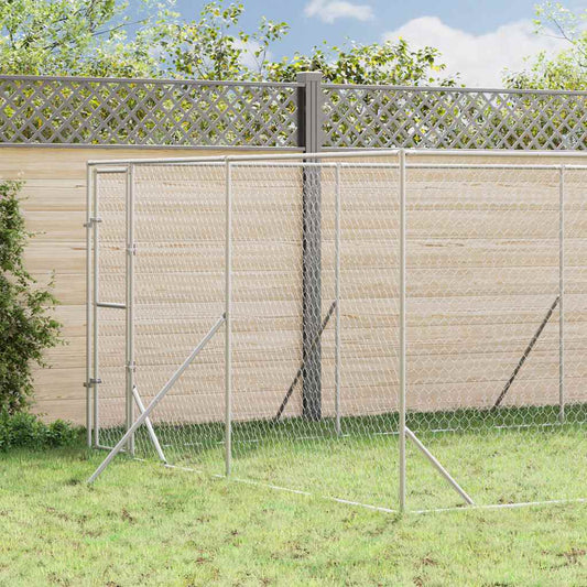 Outdoor-Hundezwinger Silbern 4x12x2 m Verzinkter Stahl