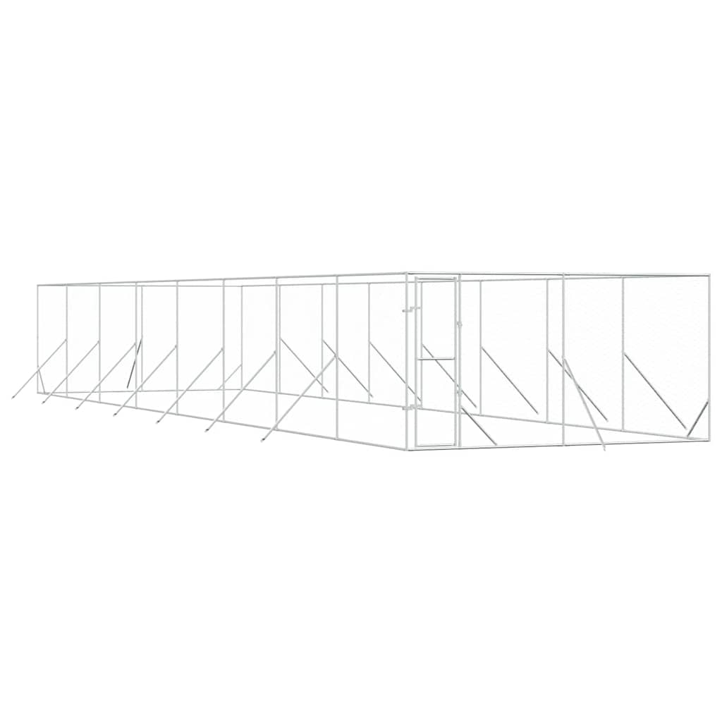 Outdoor-Hundezwinger Silbern 4x16x2 m Verzinkter Stahl