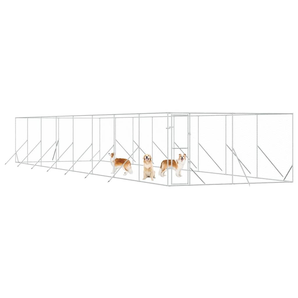 Outdoor-Hundezwinger Silbern 4x16x2 m Verzinkter Stahl