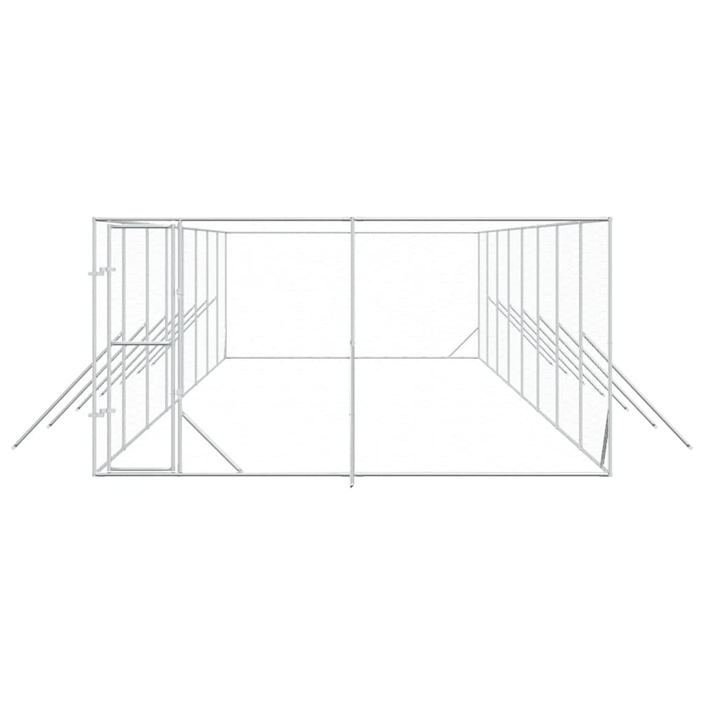 Outdoor-Hundezwinger Silbern 4x16x2 m Verzinkter Stahl
