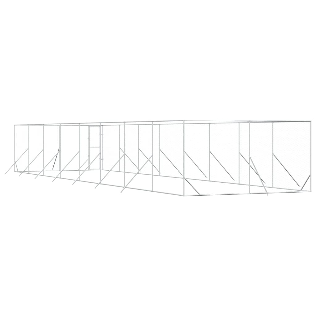 Outdoor-Hundezwinger Silbern 4x16x2 m Verzinkter Stahl