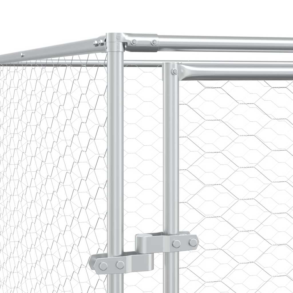 Outdoor-Hundezwinger Silbern 4x16x2 m Verzinkter Stahl