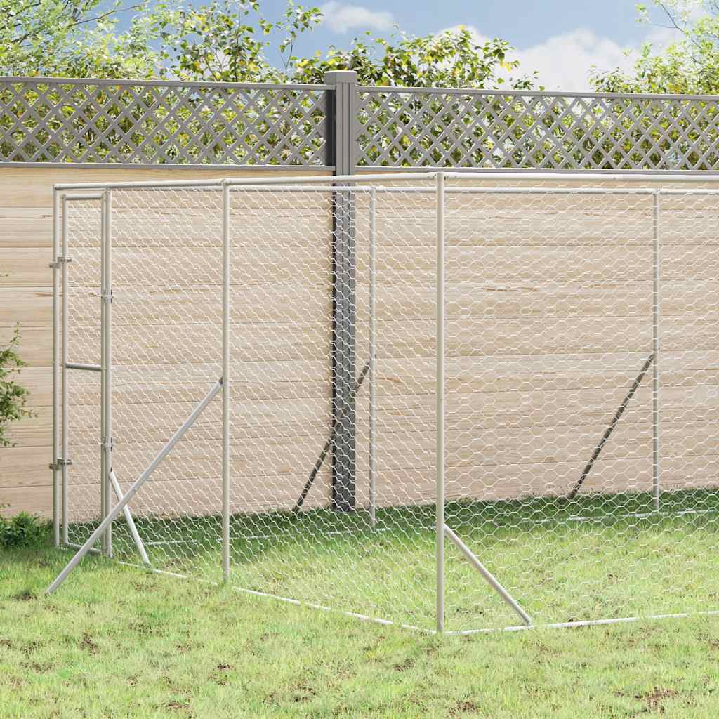 Outdoor-Hundezwinger Silbern 4x16x2 m Verzinkter Stahl