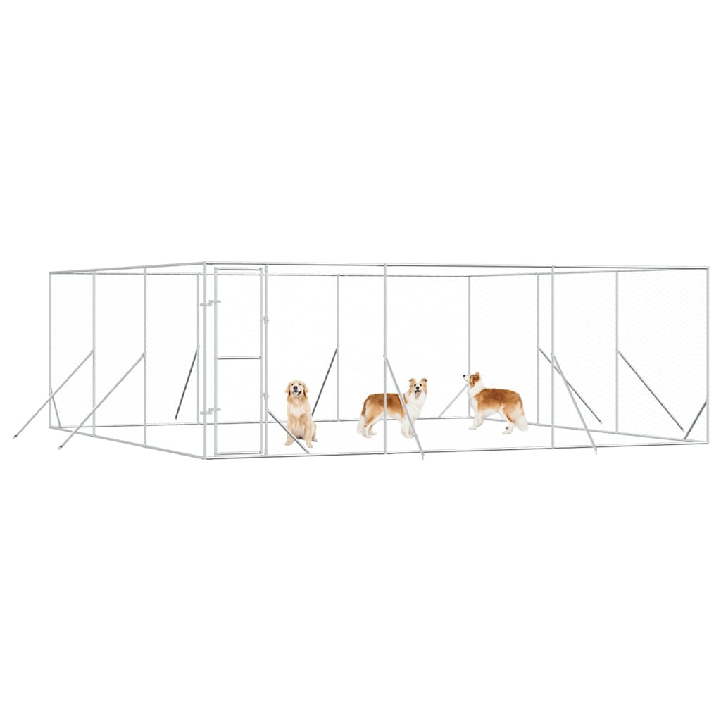 Outdoor-Hundezwinger Silbern 6x6x2 m Verzinkter Stahl