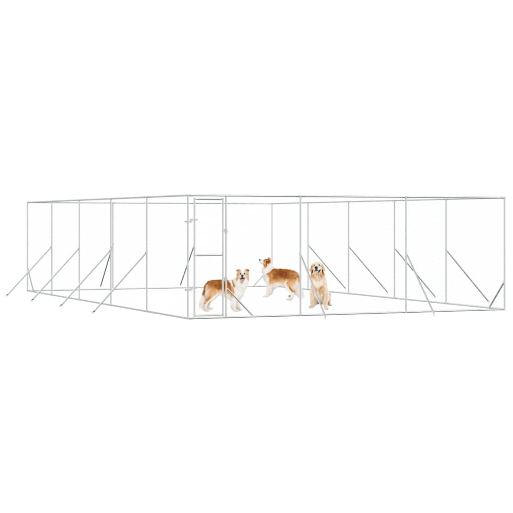 Outdoor-Hundezwinger Silbern 6x10x2 m Verzinkter Stahl