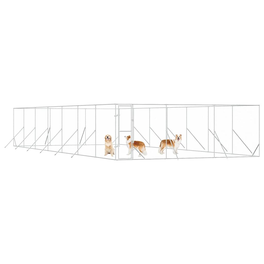 Outdoor-Hundezwinger Silbern 6x14x2 m Verzinkter Stahl