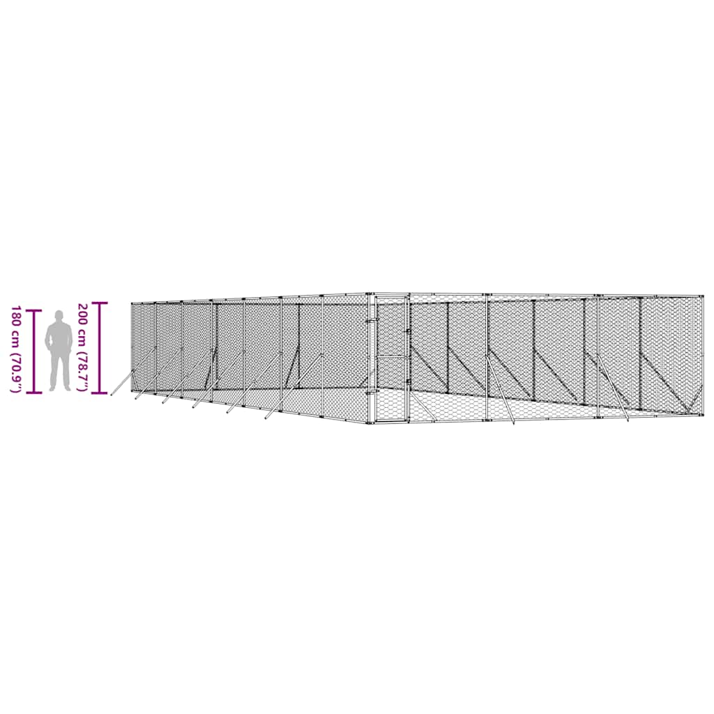 Outdoor-Hundezwinger Silbern 6x14x2 m Verzinkter Stahl