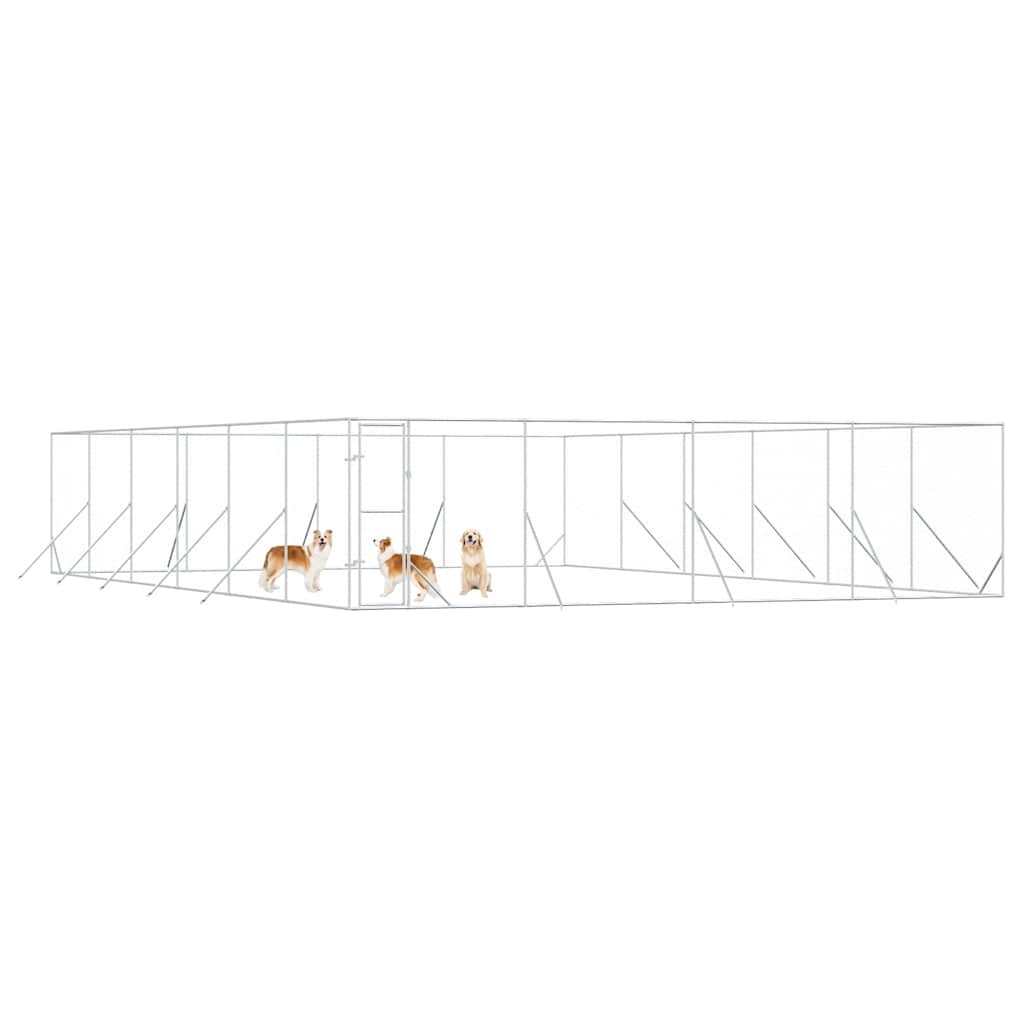 Outdoor-Hundezwinger Silbern 8x12x2 m Verzinkter Stahl