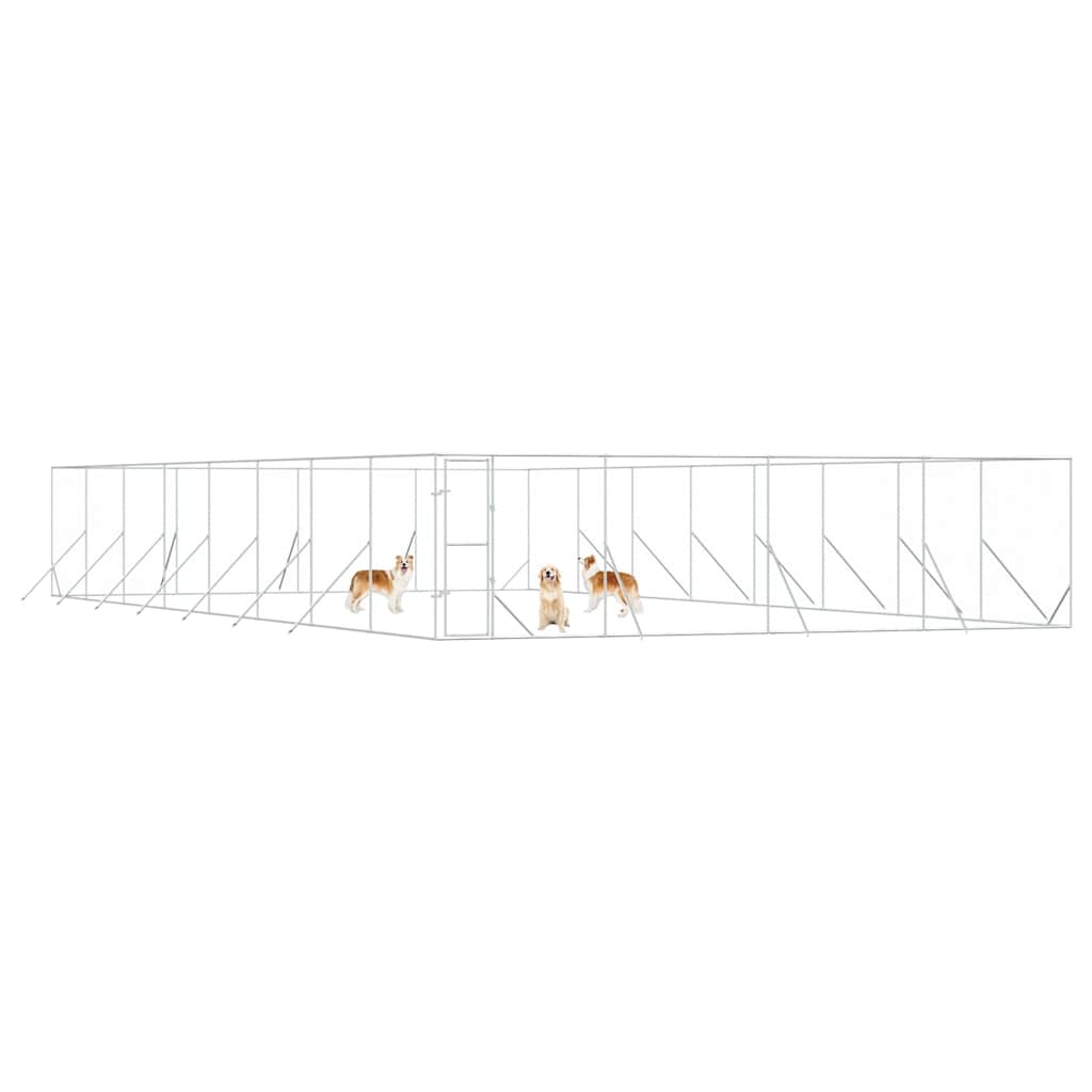 Outdoor-Hundezwinger Silbern 8x16x2 m Verzinkter Stahl