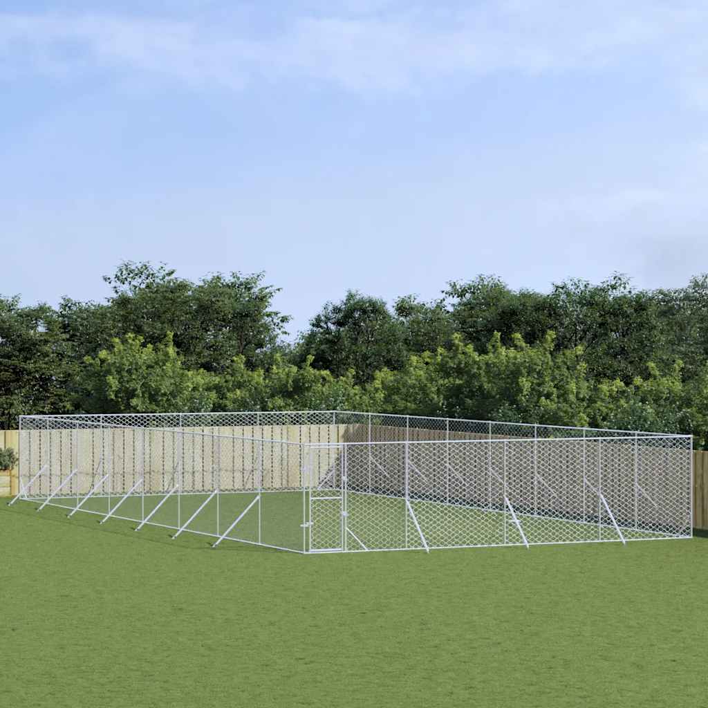 Outdoor-Hundezwinger Silbern 8x16x2 m Verzinkter Stahl