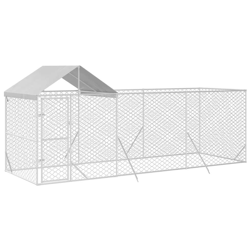 Outdoor-Hundezwinger mit Dach Silber 6x2x2,5 m Verzinkter Stahl