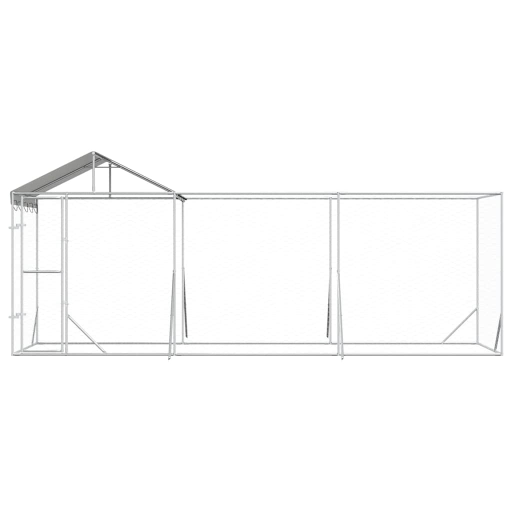 Outdoor-Hundezwinger mit Dach Silber 6x2x2,5 m Verzinkter Stahl