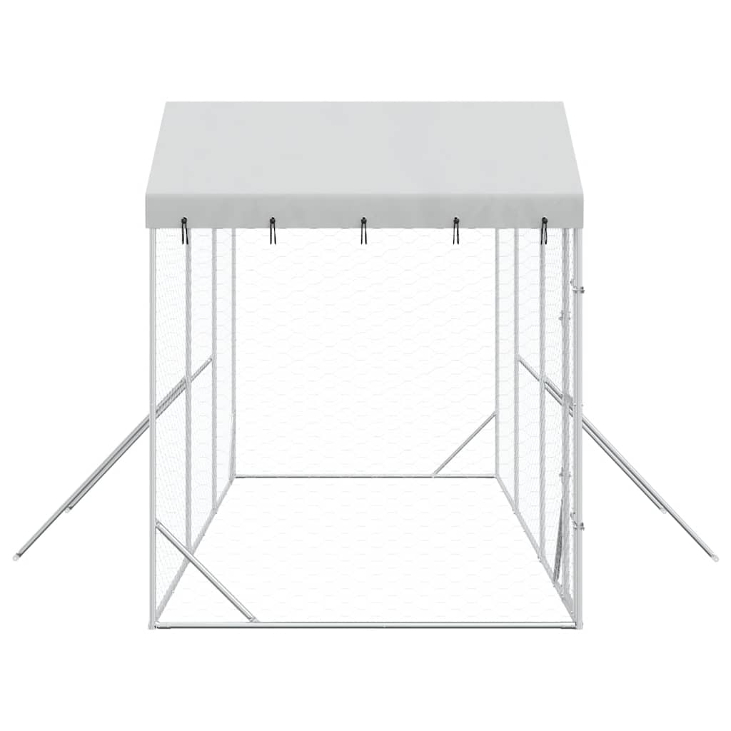Outdoor-Hundezwinger mit Dach Silber 6x2x2,5 m Verzinkter Stahl
