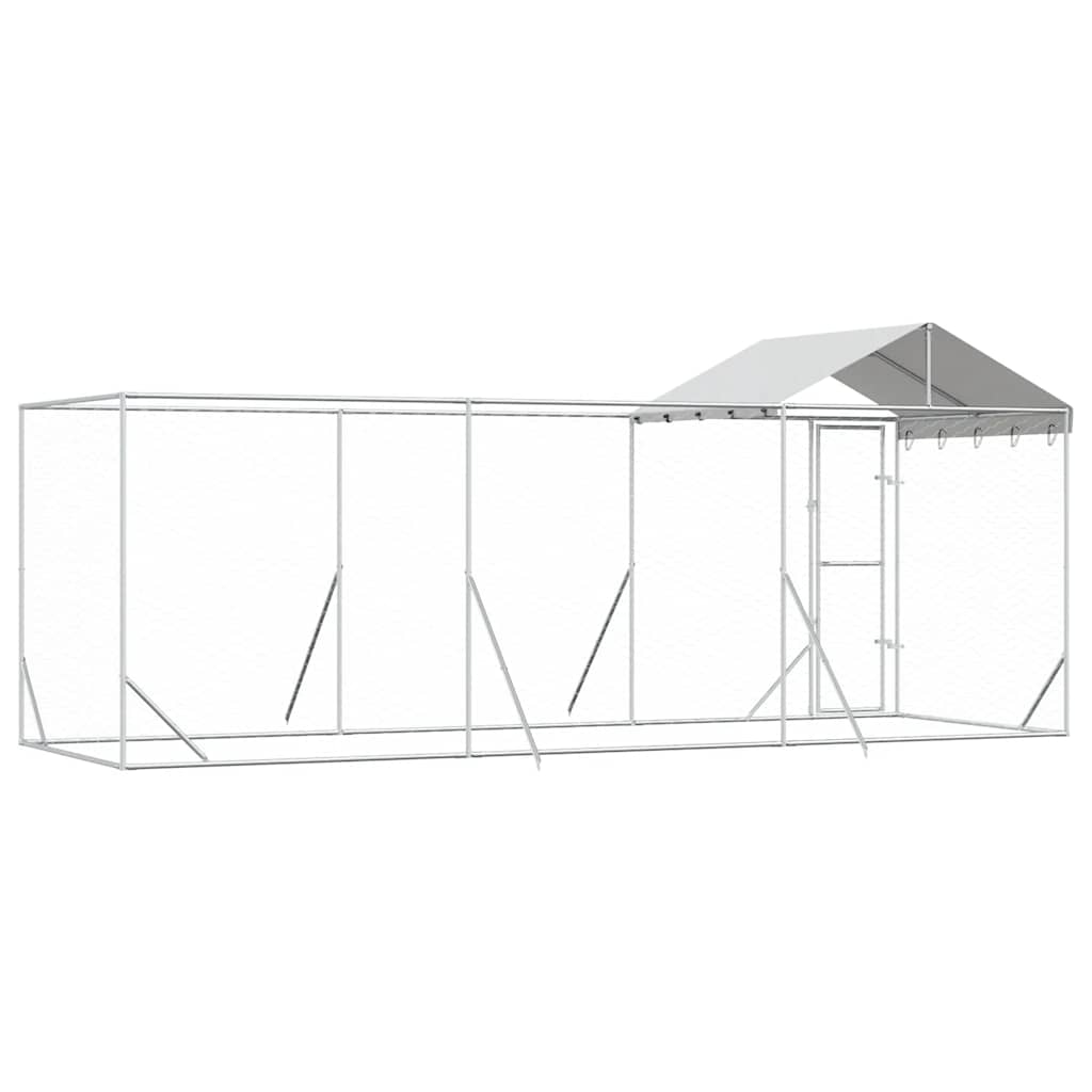 Outdoor-Hundezwinger mit Dach Silber 6x2x2,5 m Verzinkter Stahl